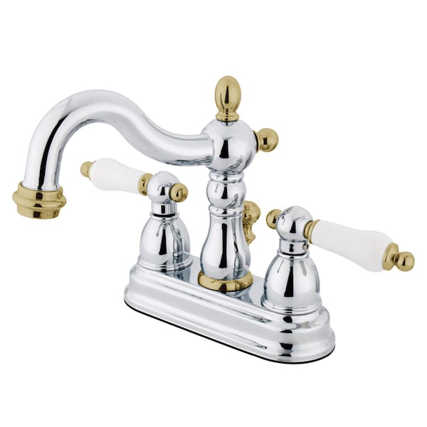 Heritage, 4" Centerset Bathroom Faucet, Chrome/Polished Brass